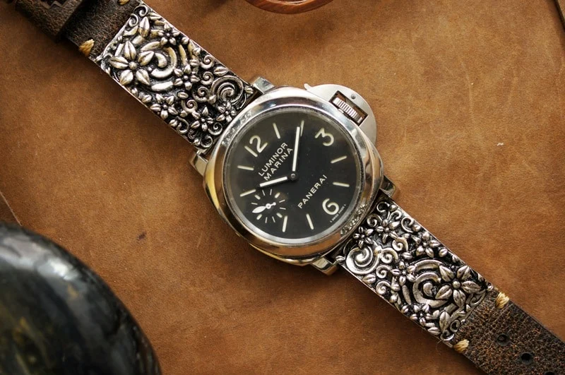 Sakura Silber 925 Anhänger Apple-Watch-Armband ( 2-teilig) für Panerai oder Apple Watch Serie 1,2,3,4,5,6,7,SE